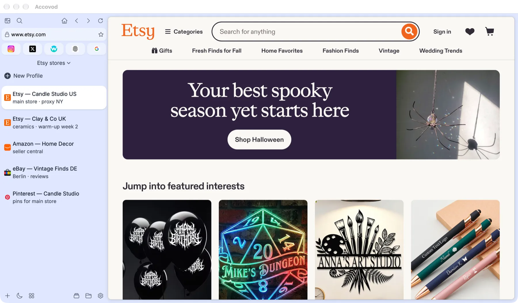 The Accovod main window