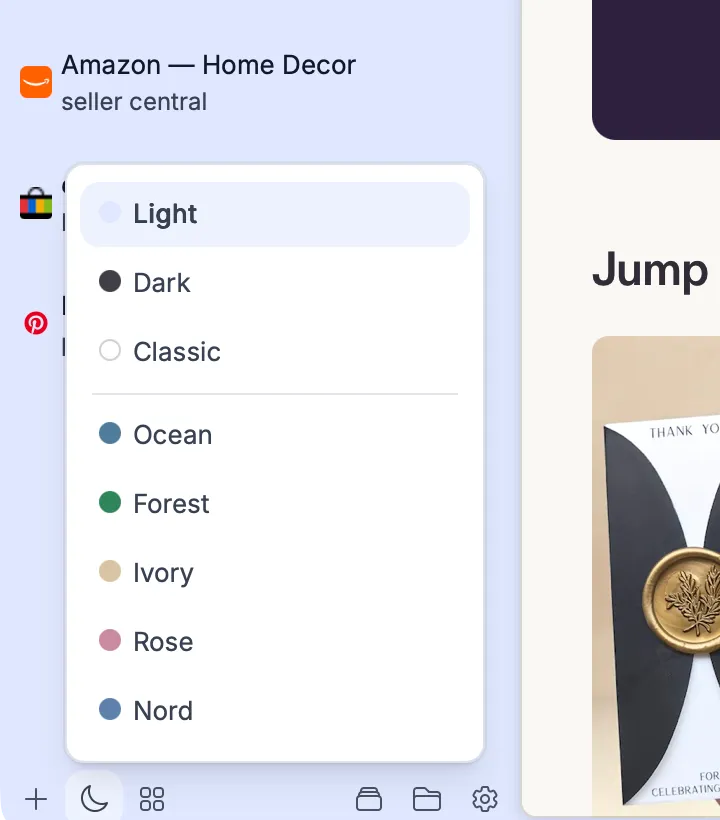 The theme picker